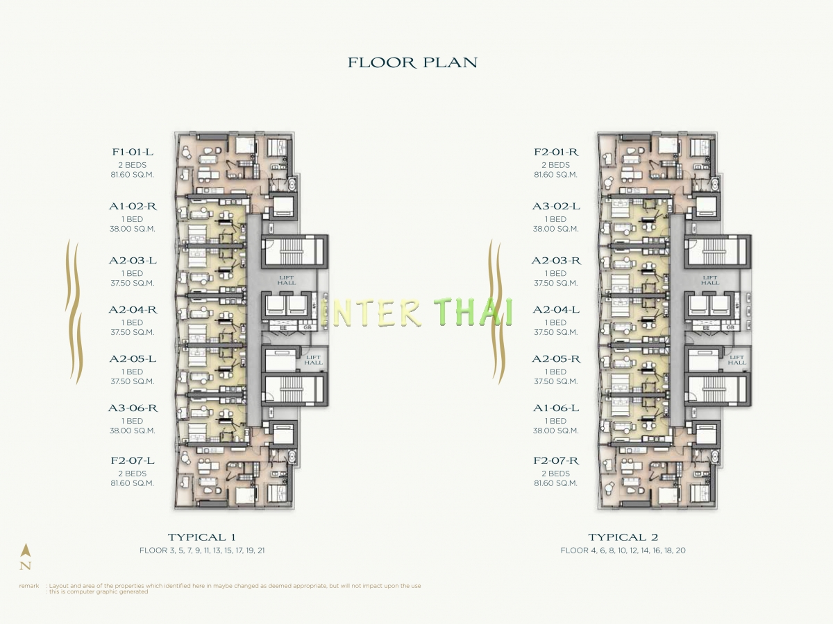 Arom Wongamat Condo - floor plans-676-4