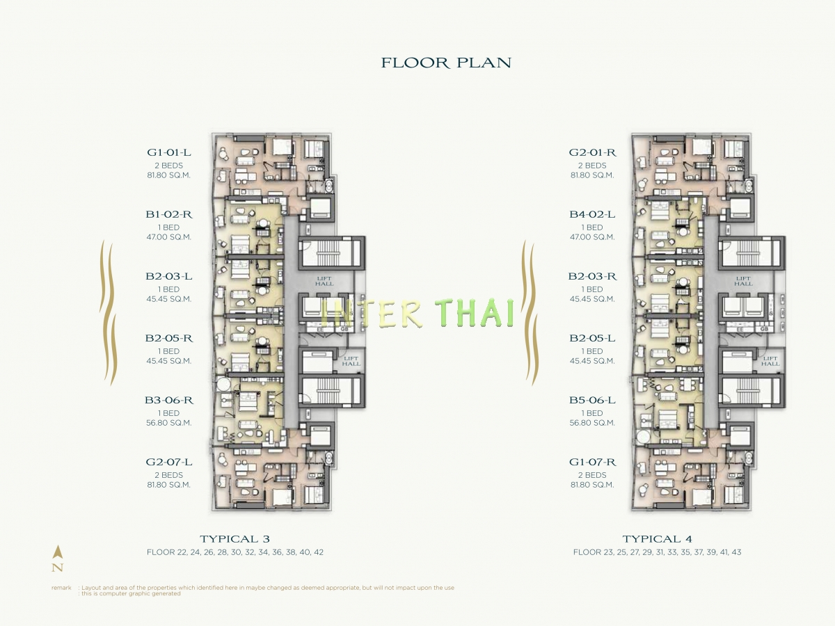 Arom Wongamat Condo - floor plans-676-5