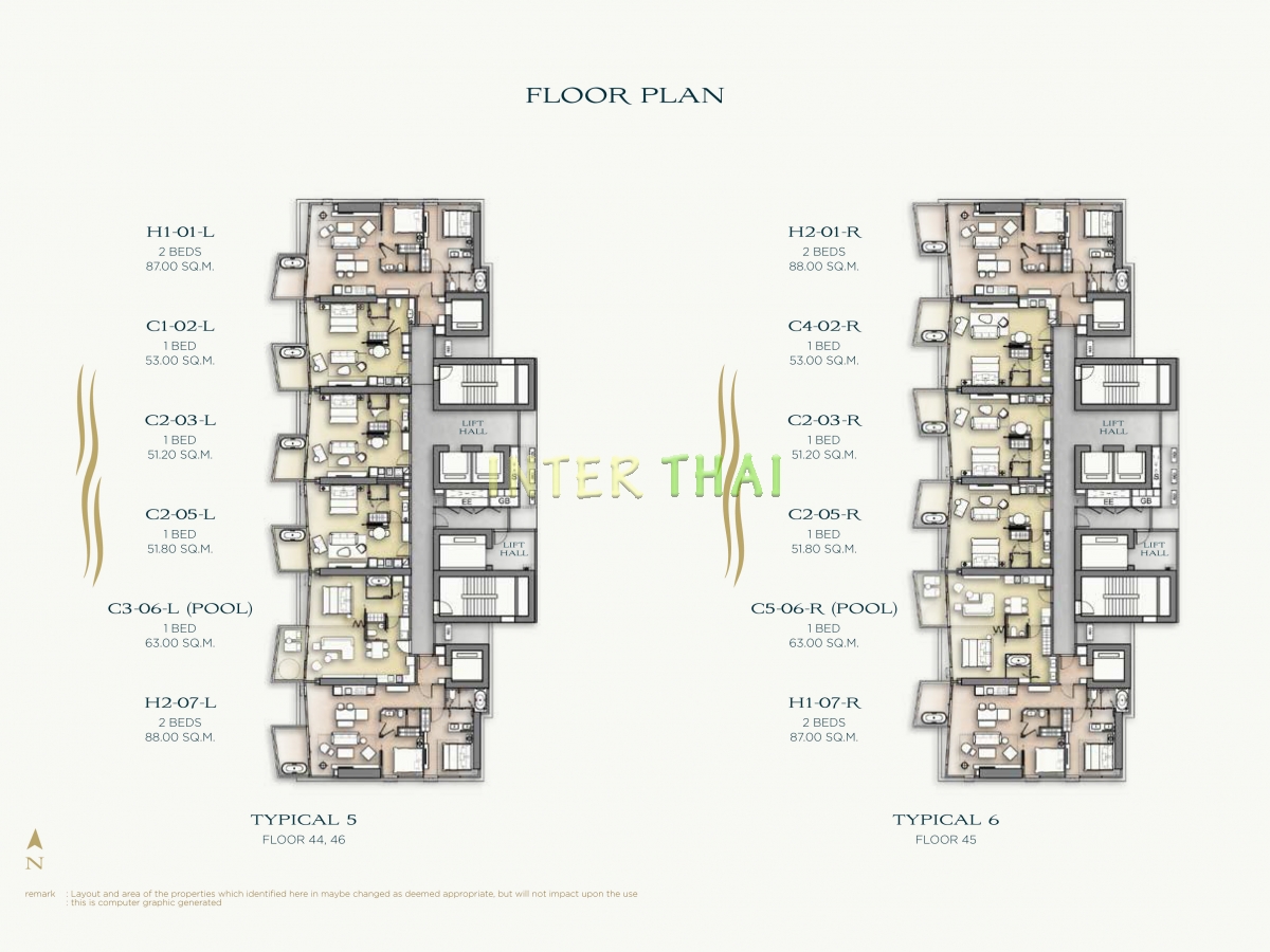 Arom Wongamat Condo - floor plans-676-6