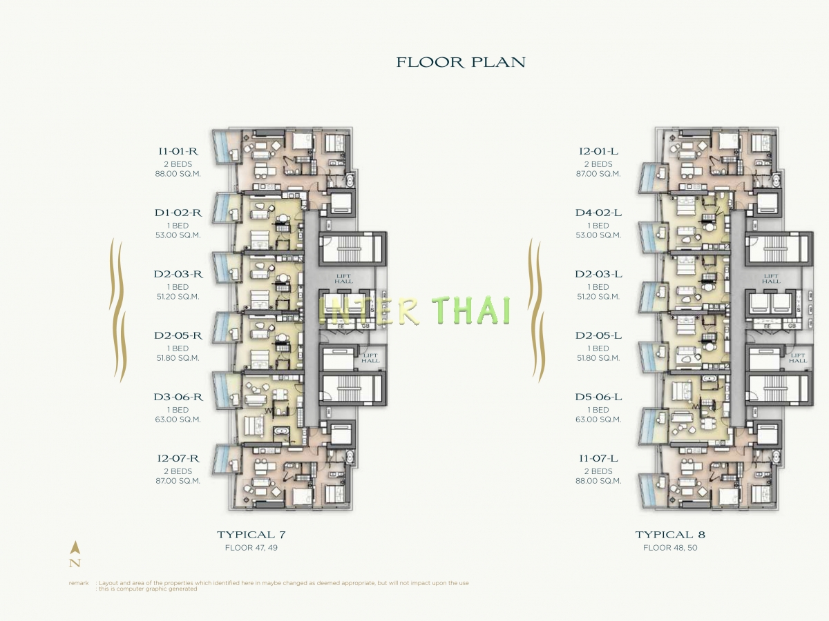 Arom Wongamat Condo - floor plans-676-7