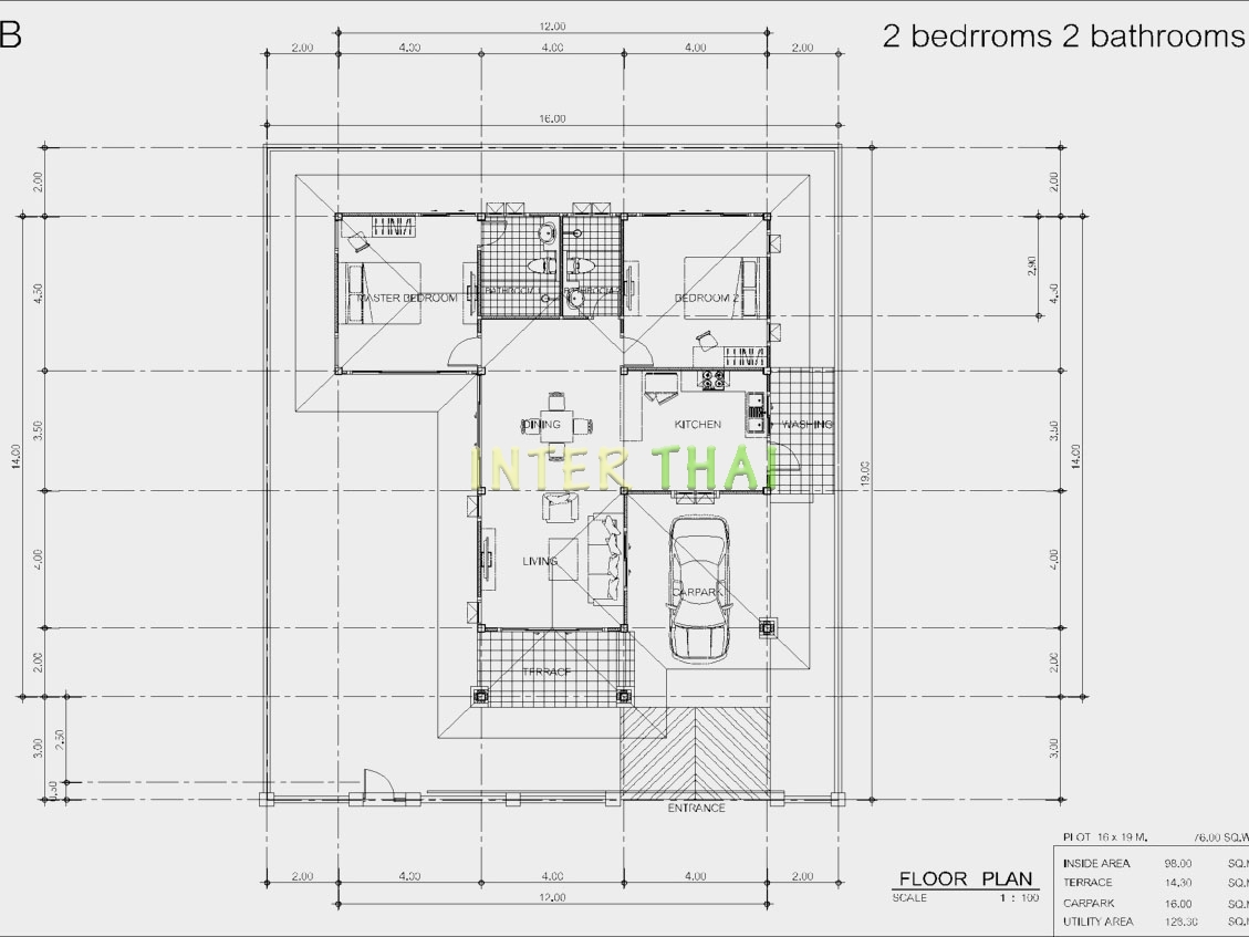Baan Dusit Pattaya - 1-storey house 128 sqm, land plot 440-750 sqm, 2 bedroom, 2 bathroom-83-3