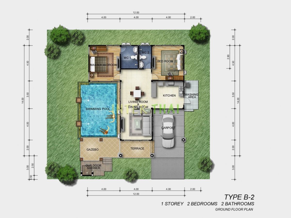Baan Dusit Pattaya - 1-storey house 128 sqm, land plot 440-750 sqm, 2 bedroom, 2 bathroom-83-6