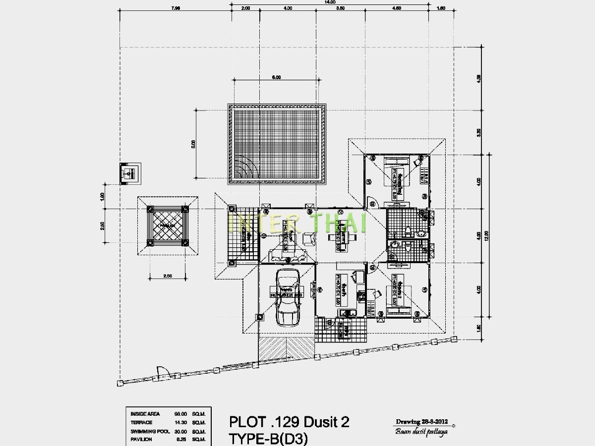 Baan Dusit Pattaya - 1-storey house 128 sqm, land plot 440-750 sqm, 2 bedroom, 2 bathroom-83-9