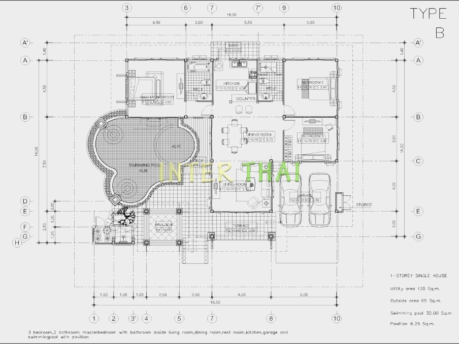 Baan Dusit Pattaya - 1-storey house 191 sqm, land plot 440-750 sqm, 3 bedroom, 2 bathroom, pool 35 sqm-86-5
