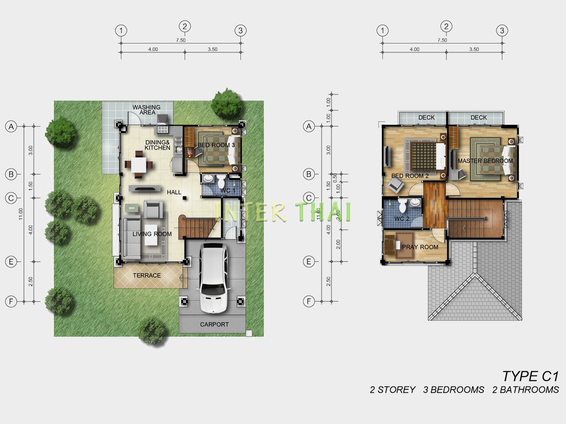 Baan Dusit Pattaya - 2-storey house 166 sqm, land plot 440-750 sqm, 4 bedroom, 2 bathroom-88-2