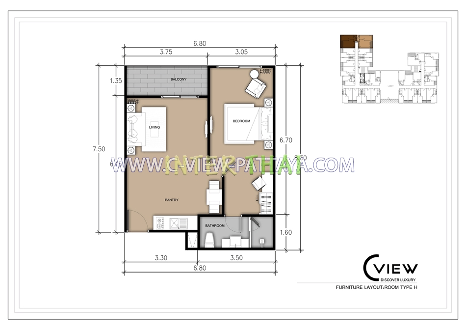 C View Residence - 房间平面图-406-2