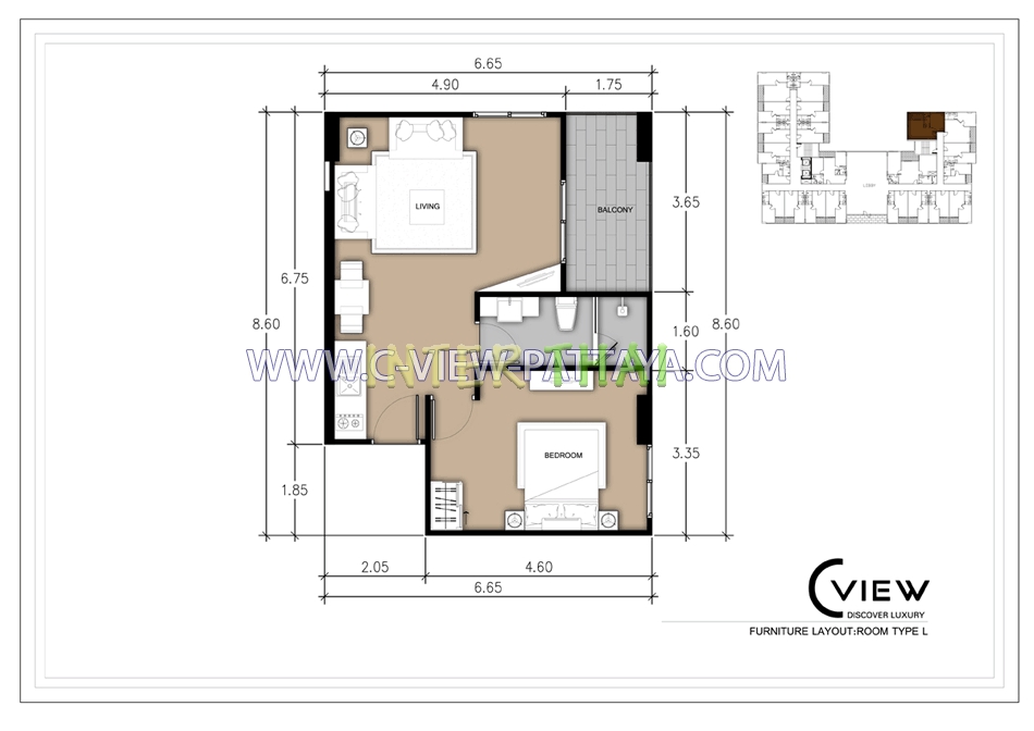 C View Residence - 房间平面图-406-6