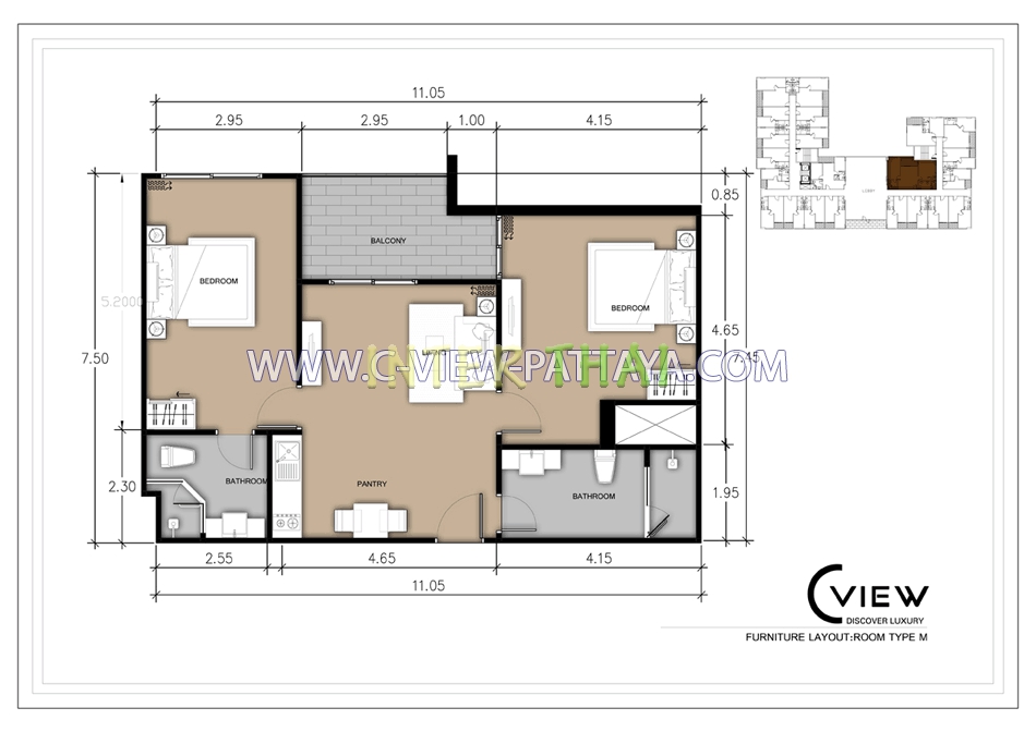 C View Residence - 房间平面图-406-7