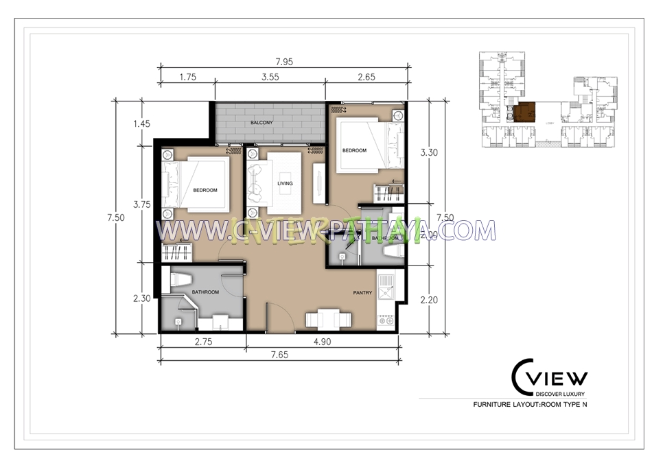 C View Residence - 房间平面图-406-8