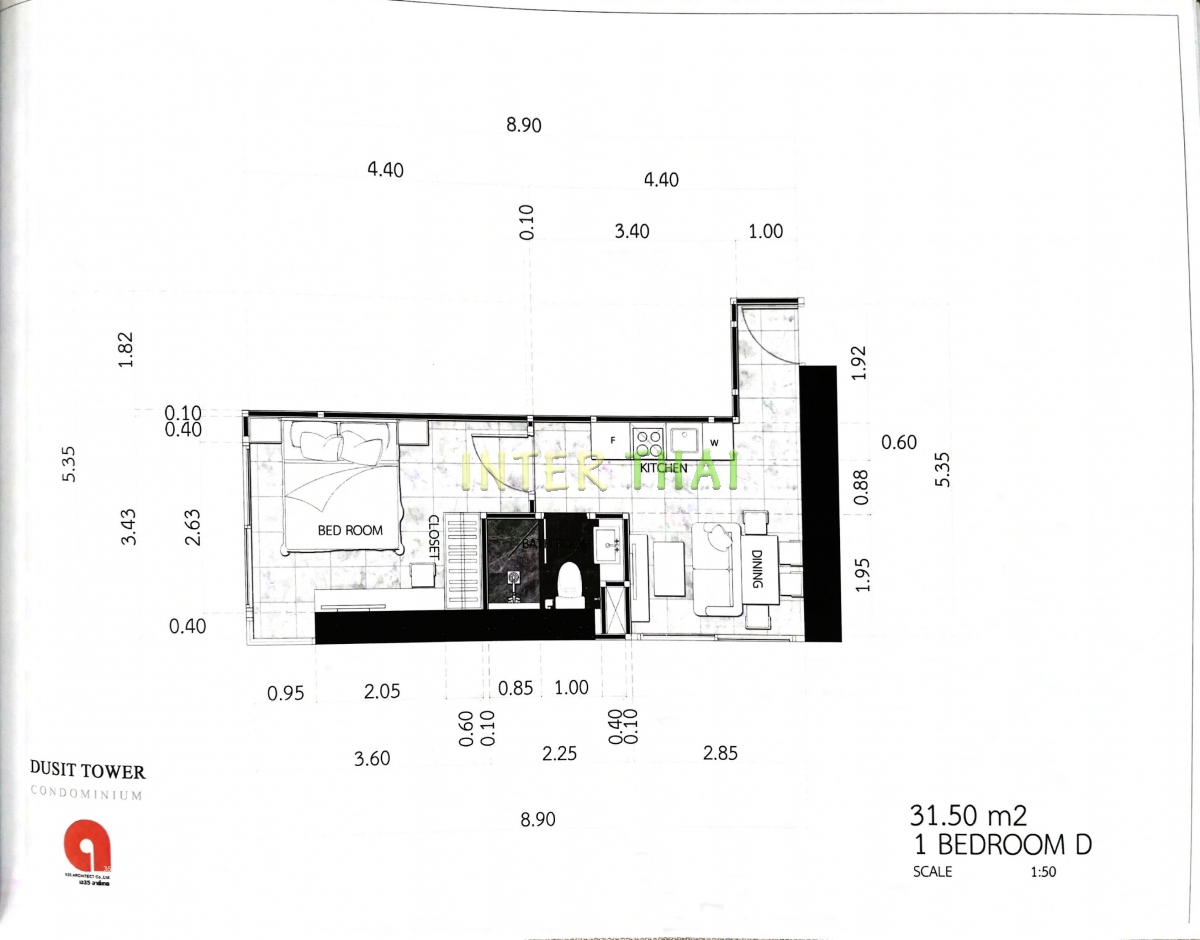 Dusit Grand Tower - 1 bedroom apartment plans-483-1