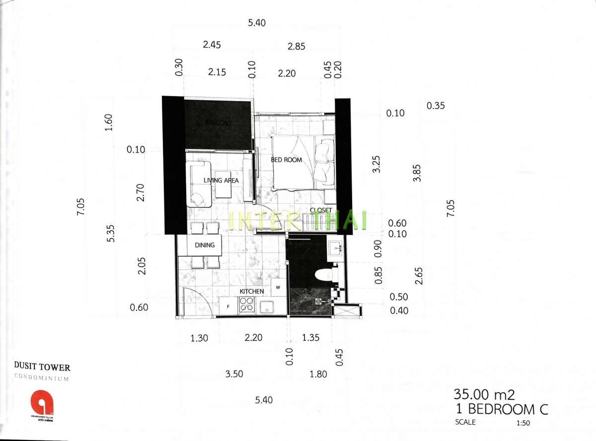 Dusit Grand Tower - планировки квартир с 1 спальней-483-2