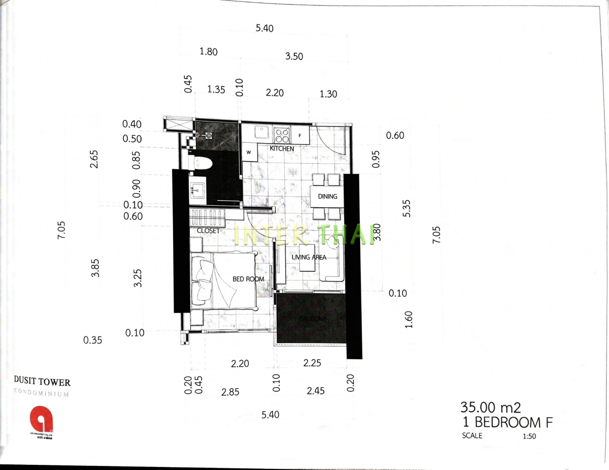 Dusit Grand Tower - 1 bedroom apartment plans-483-3
