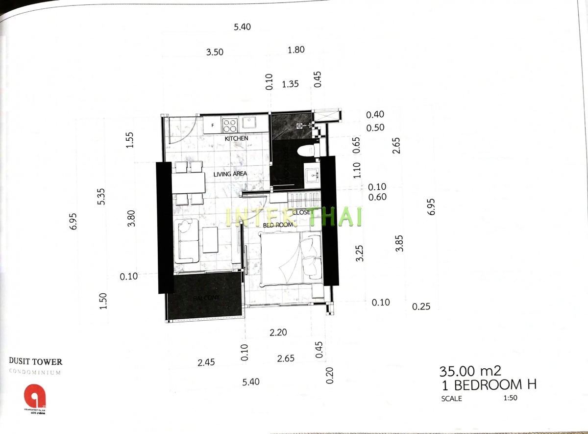Dusit Grand Tower - 1 bedroom apartment plans-483-5