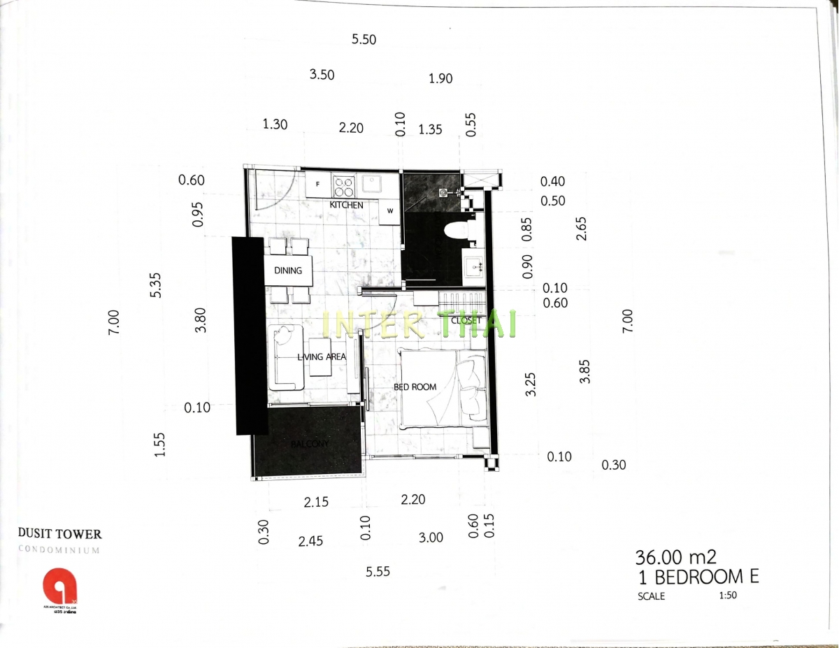 Dusit Grand Tower - 1 bedroom apartment plans-483-6