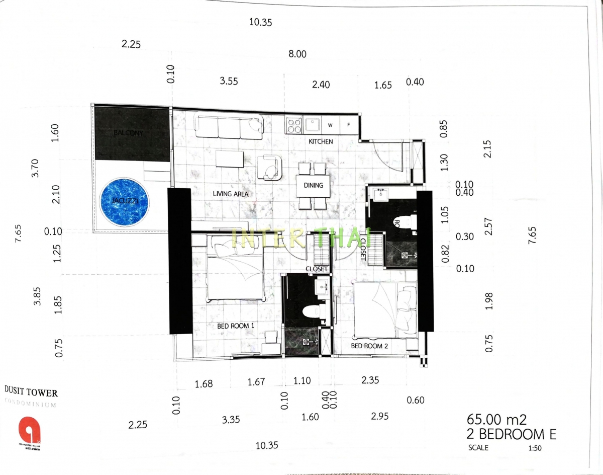 Dusit Grand Tower - 2 bedroom apartment plans-484-1