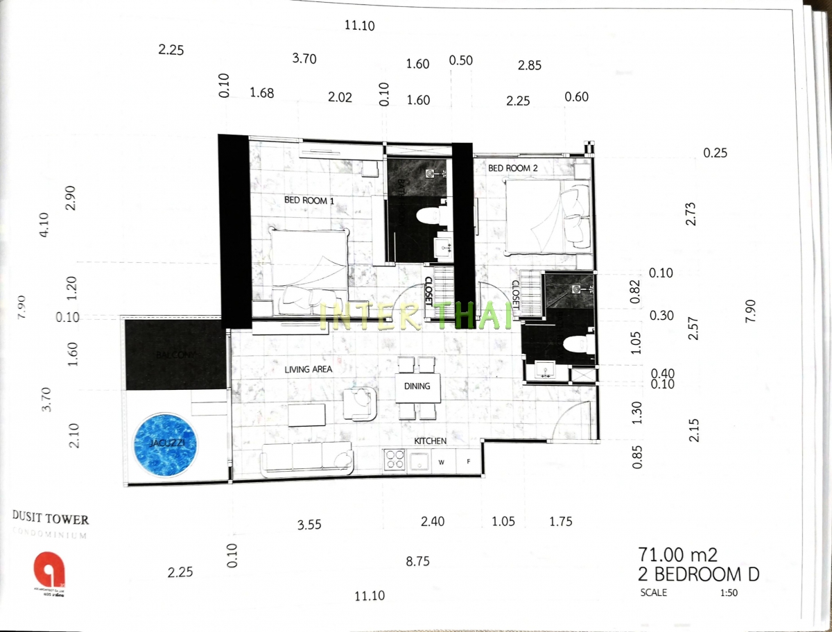 Dusit Grand Tower - 2 bedroom apartment plans-484-2