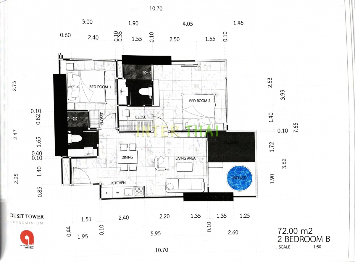 Dusit Grand Tower - планировки квартир с 2 спальнями-484-3