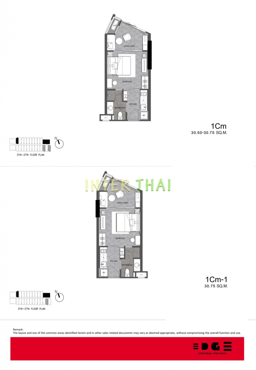 EDGE Condo Central Pattaya - 房间平面图-323-6