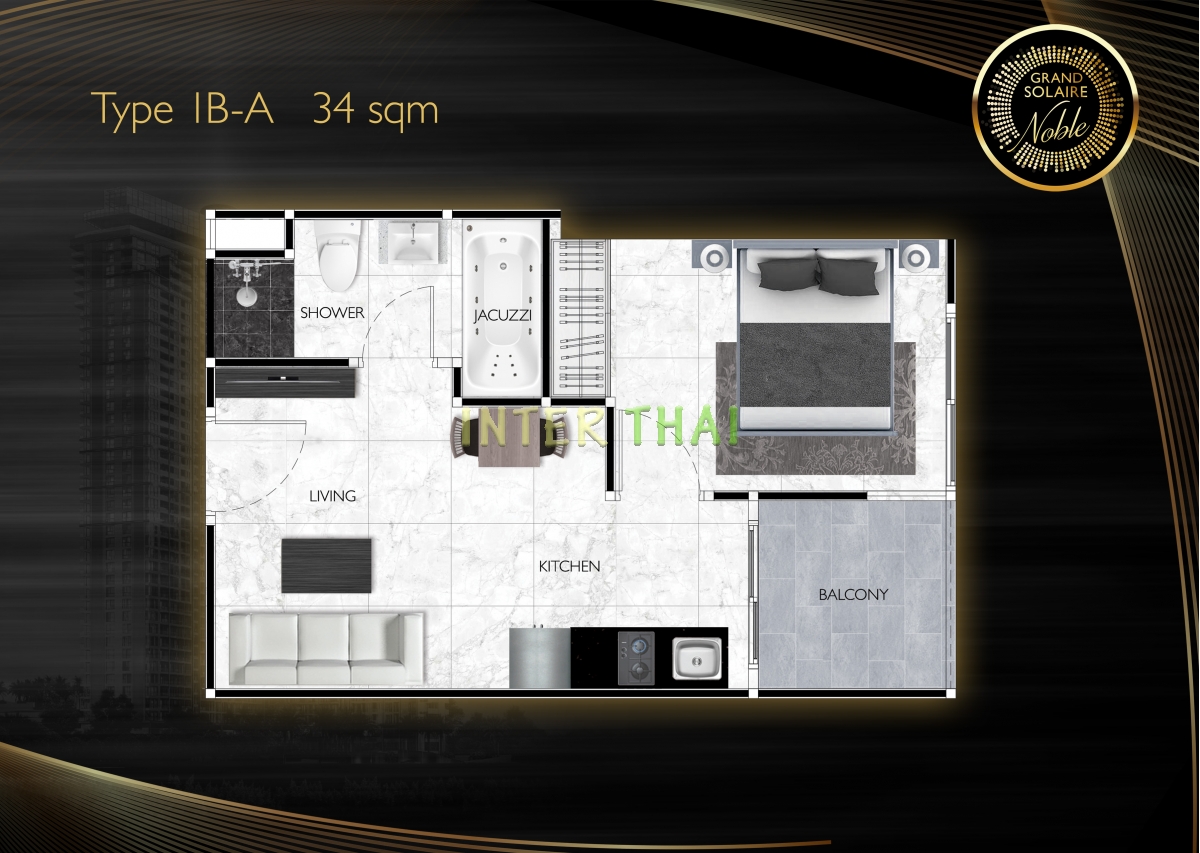 Grand Solaire Noble Condo - 1 bedroom apartment floor plans-923-3