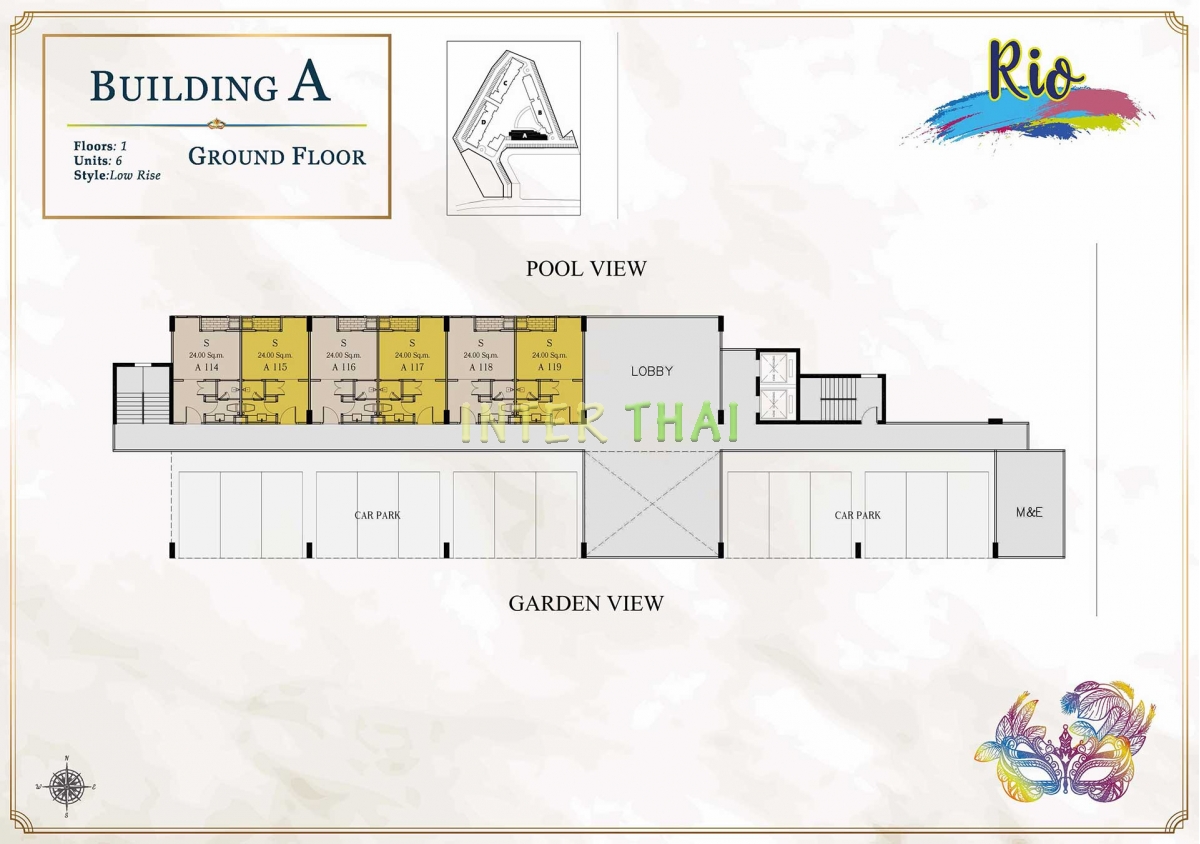 Seven Seas Le Carnival Pattaya - gebäude A  Rio - grundriss layout (8 floors)-378-2