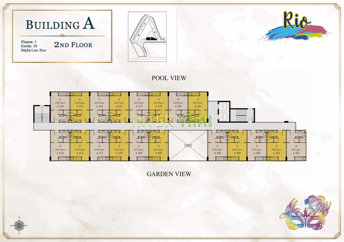 Seven Seas Le Carnival Pattaya - gebäude A  Rio - grundriss layout (8 floors)-378-3