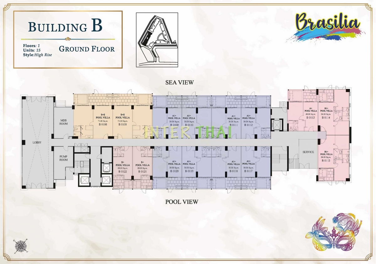 Seven Seas Le Carnival Pattaya - building B Brasilia - floor plans (28 floors)-504-1