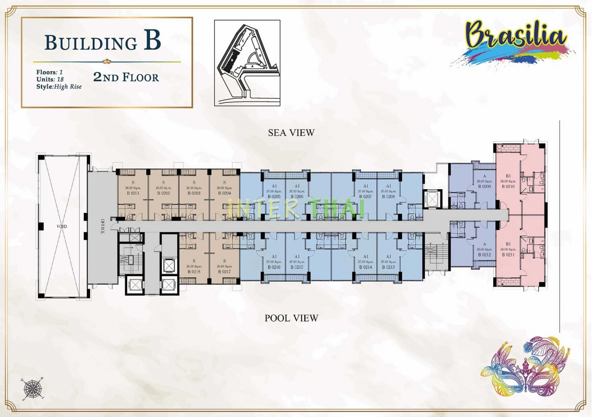 Seven Seas Le Carnival Pattaya - building B Brasilia - floor plans (28 floors)-504-2