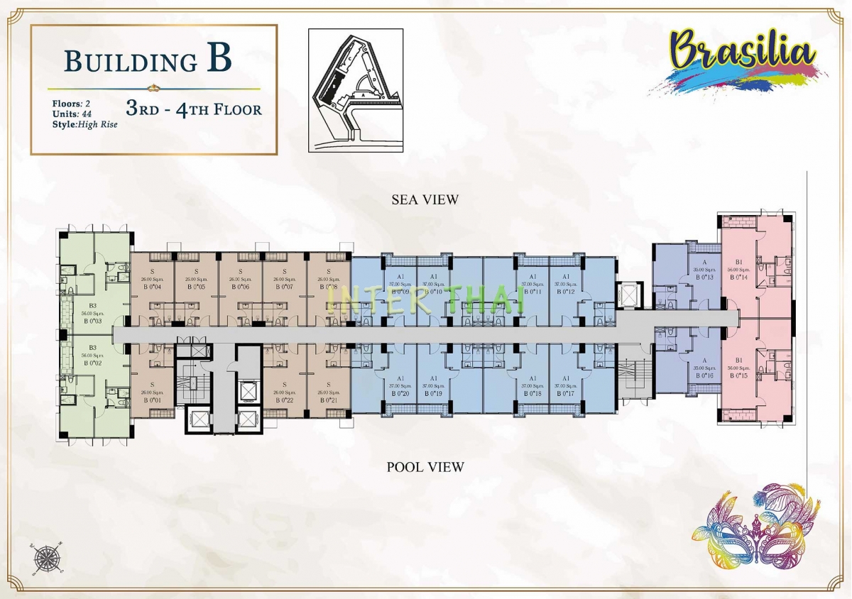 Seven Seas Le Carnival Pattaya - building B Brasilia - floor plans (28 floors)-504-3