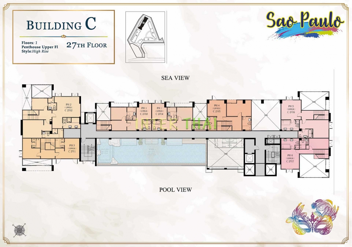 Seven Seas Le Carnival Pattaya - корпус C Sao Paolo - поэтажные планы (28 этажей)-505-7
