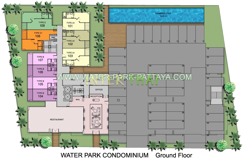 Waterpark Condo - 楼层平面图-412-3