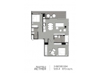 Aeras Condo - планировки квартир (2-спальные апартаменты) - 4