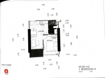 Dusit Grand Tower - 1 bedroom apartment plans - 5