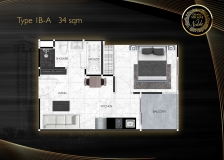 Grand Solaire Noble Condo - 1 bedroom apartment grundriss layout - 3