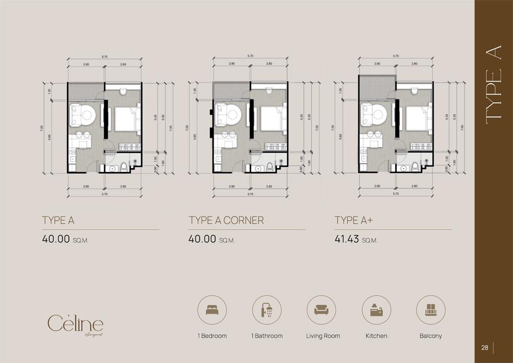 CELINE Wongamat Condo Pattaya - Планировки квартир-1001-1