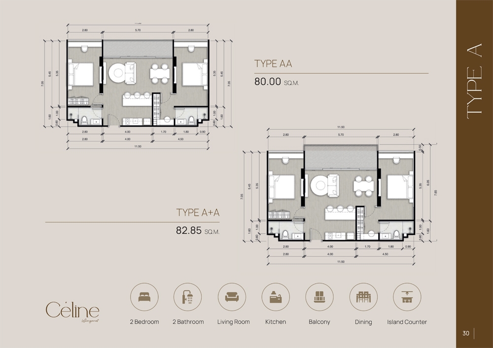 CELINE Wongamat Condo Pattaya - Планировки квартир-1001-2