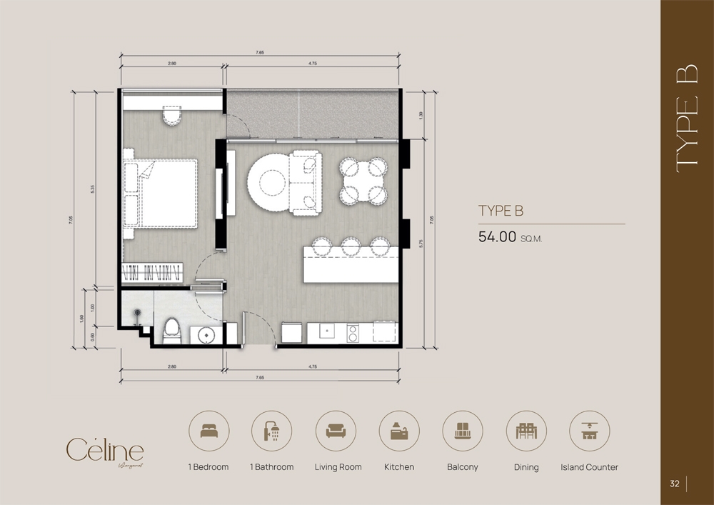 CELINE Wongamat Condo Pattaya - Планировки квартир-1001-3