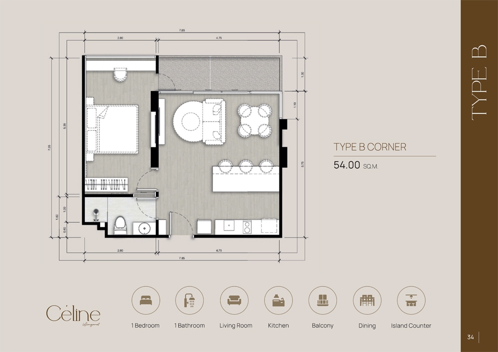 CELINE Wongamat Condo Pattaya - Планировки квартир-1001-4