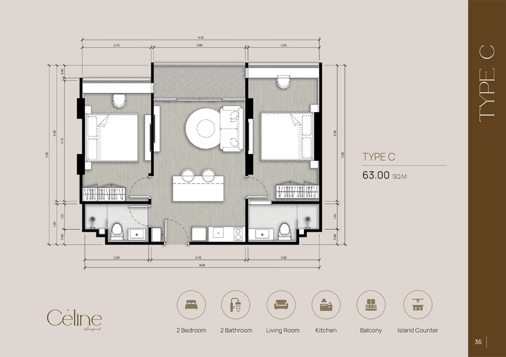 CELINE Wongamat Condo Pattaya - Планировки квартир-1001-5