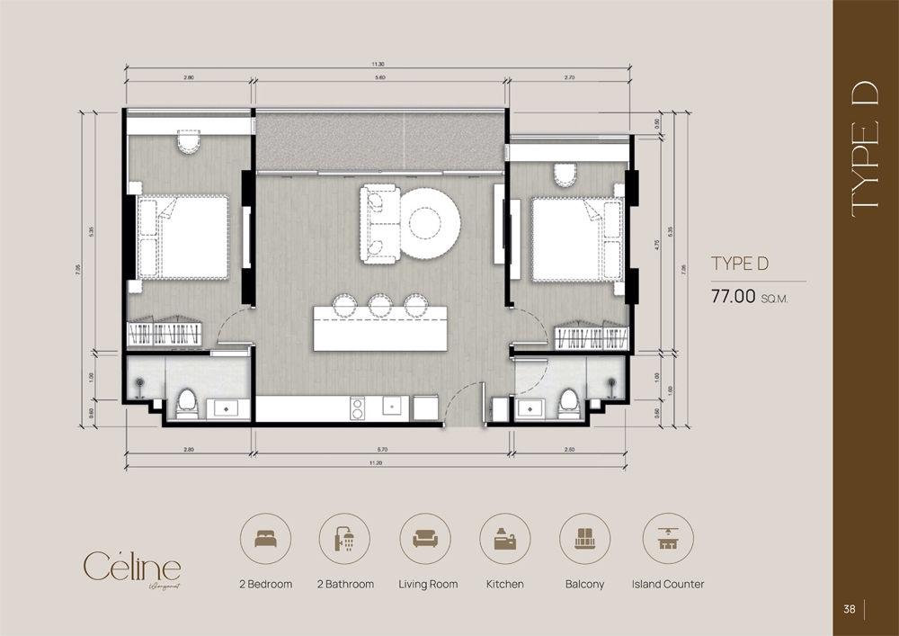 CELINE Wongamat Condo Pattaya - Планировки квартир-1001-6