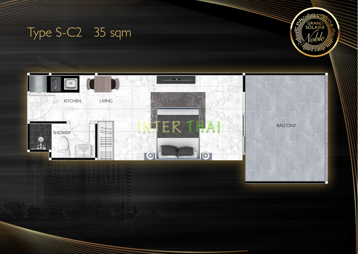Grand Solaire Noble Condo Pattaya - Планировки квартир-студий-922-5