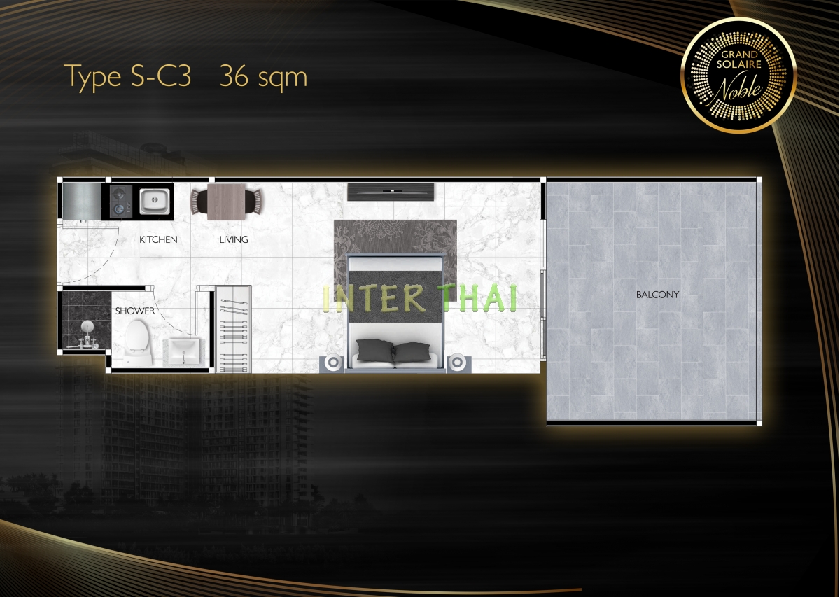 Grand Solaire Noble Condo Pattaya - Планировки квартир-студий-922-6
