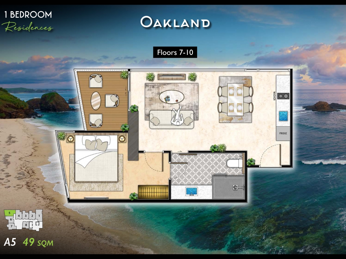 Riviera California Condo Pattaya - 1 bedroom apartment floor plan-984-10