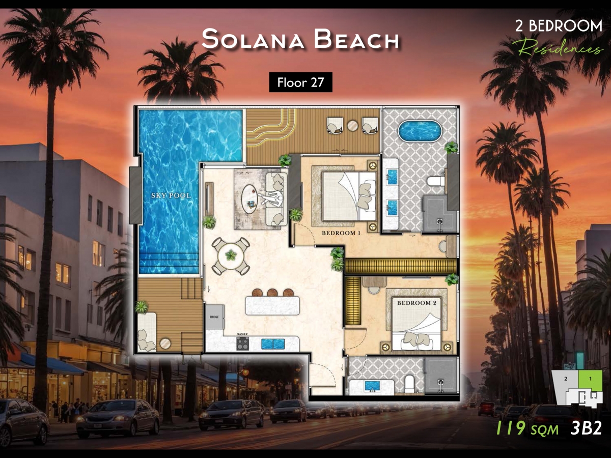 Riviera California Condo Pattaya - Квартиры с 2 спальнями-985-12
