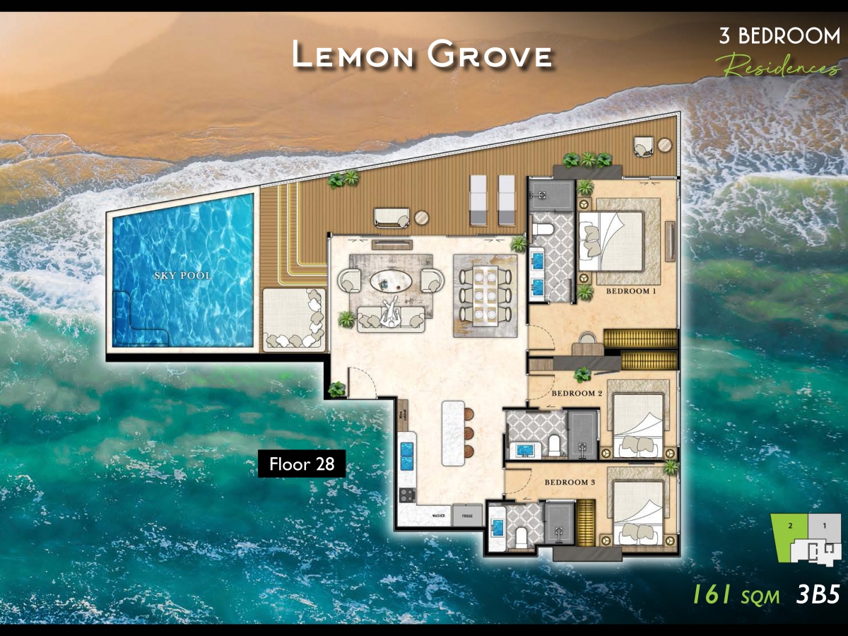 Riviera California Condo Pattaya - Квартиры с 3 спальнями-986-3