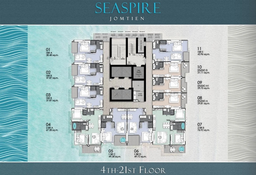 โครงการ ซีสไปร์ จอมเทียน คอนโด พัทยา - Floor plan-955-3