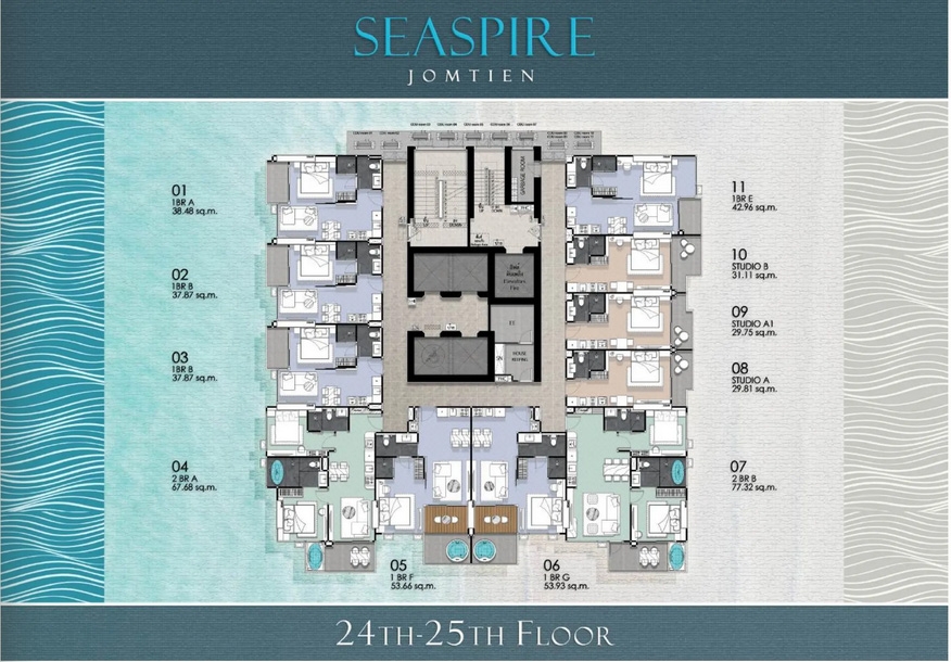 โครงการ ซีสไปร์ จอมเทียน คอนโด พัทยา - Floor plan-955-6