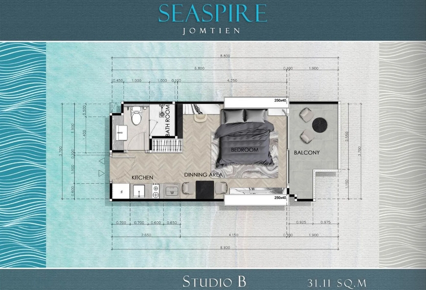 Seaspire Jomtien Condo - Studio room-958-8