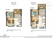 Riviera Palm Beach Wongamat Condo Pattaya - 1 bedroom apartment plans - 2
