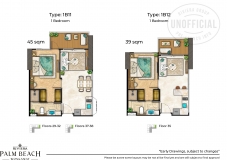 Riviera Palm Beach Wongamat Condo Pattaya - 1 bedroom apartment plans - 5