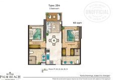 Riviera Palm Beach Wongamat Condo Pattaya - 2 bedroom apartment plans - 5